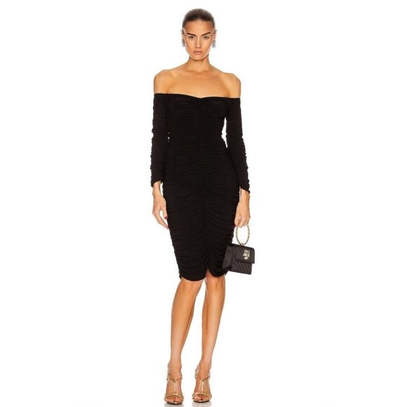 Norma Kamali Off Shoulder Slinky Dress Black